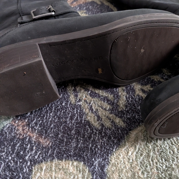Lucky Brand Black Moto Riding Boots with Buckle - Picture 5 of 9